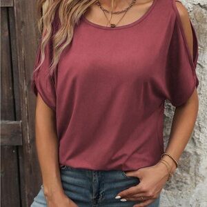 🤍 Women's Round Neck Solid Color Open Shoulder